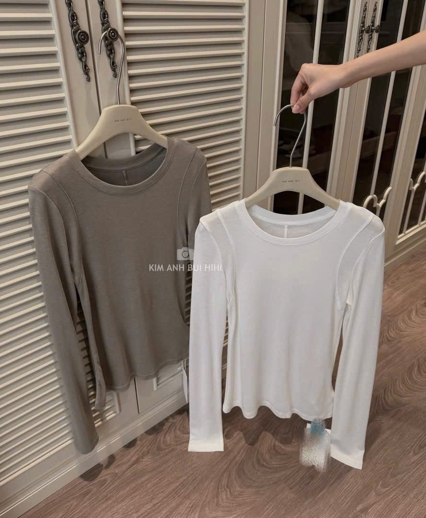 SET ÁO THUN ZIP 2 MÀU RÊU TRẮNG NỮ THU ĐÔNG