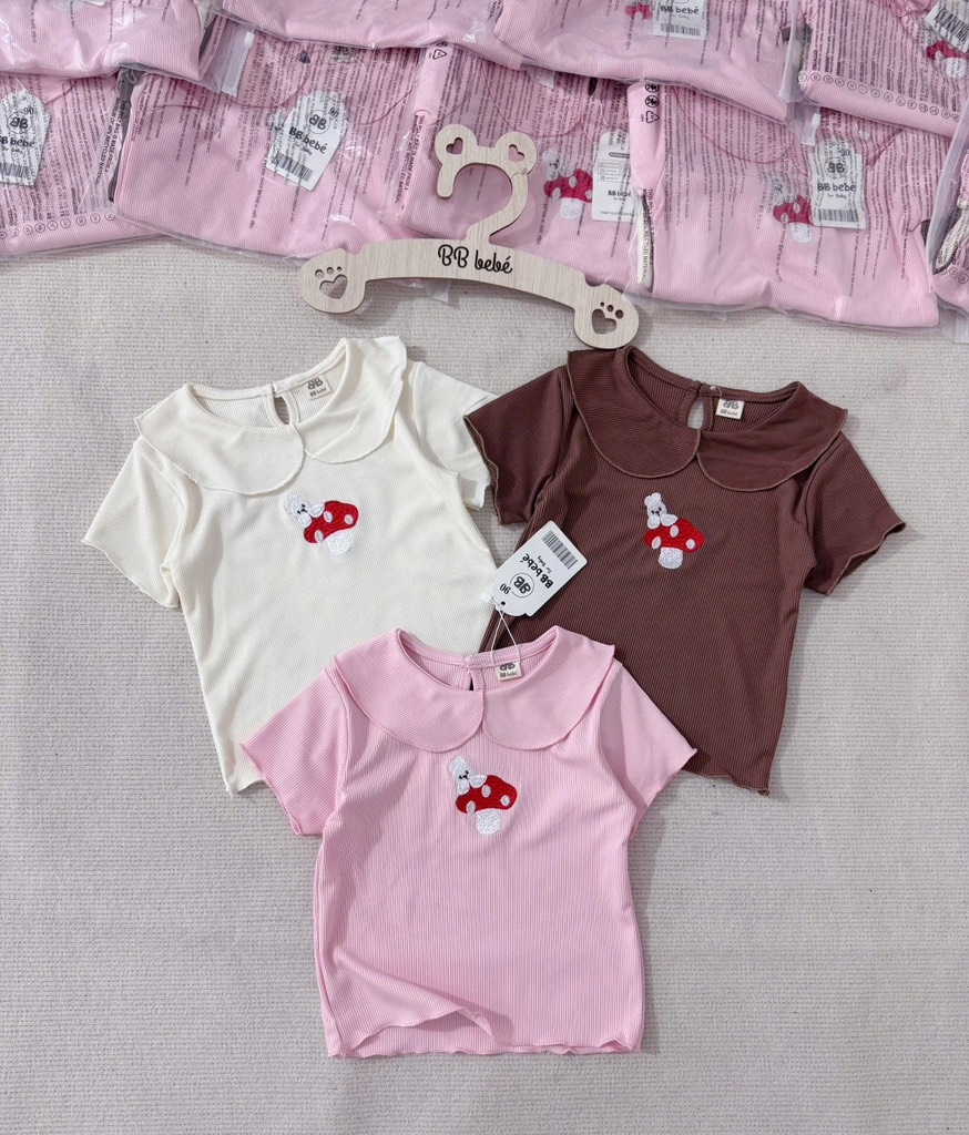 SET 3 ÁO CỔ SEN THÊU NẤM BÉ GÁI SẴN (SALE 59k)