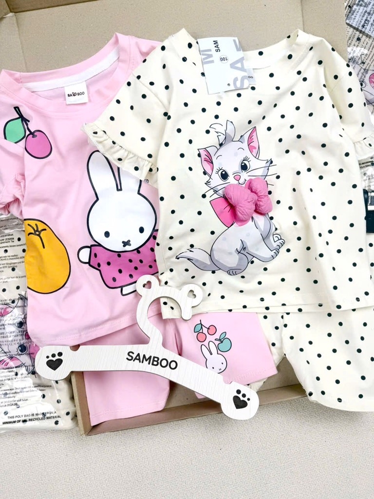 SET BÉ GÁI COTTON TÀU 2 MÀU BÉ GÁI SẴN (XẢ 99k)