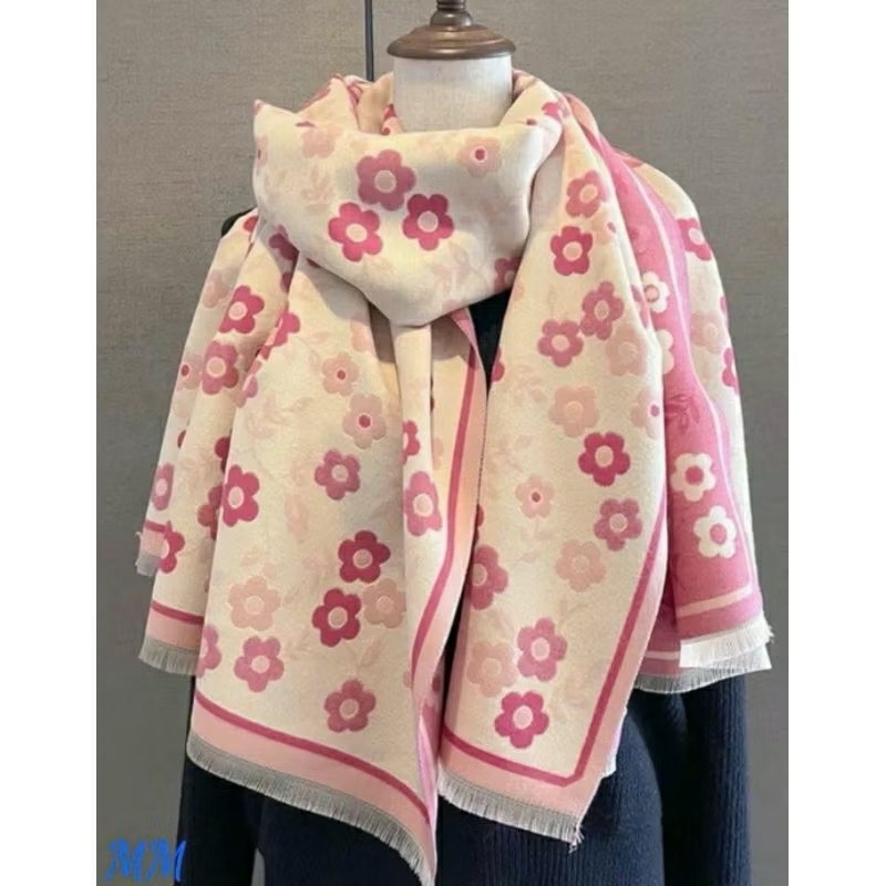 KHĂN MŨ - KHĂN CHOÀNG HOA ANH ĐÀO HỒNG NỮ THU ĐÔNG