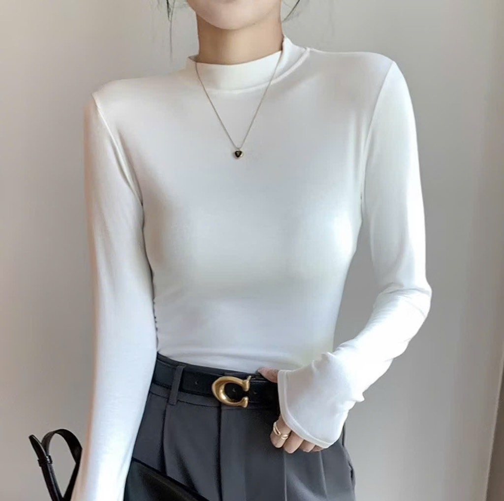 SET 3 ÁO ZIP LÔNG GIỮ NHIỆT ĐEN TRẮNG BE NỮ THU ĐÔNG SẴN