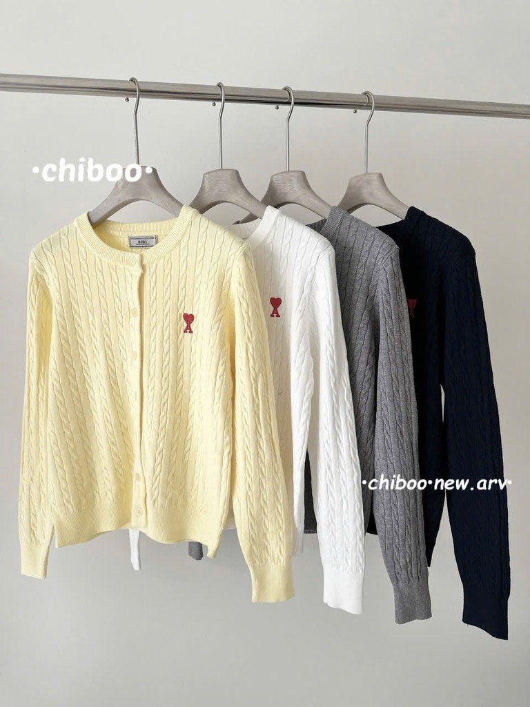 ÁO LEN CARDIGAN THÊU TIM 4 MÀU NỮ THU ĐÔNG