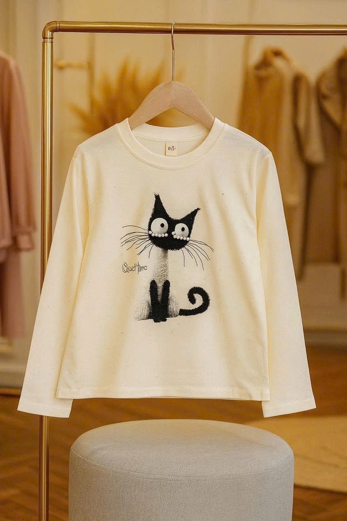 ÁO PHÔNG MÈO DÀI TAY QCCC BÉ GÁI