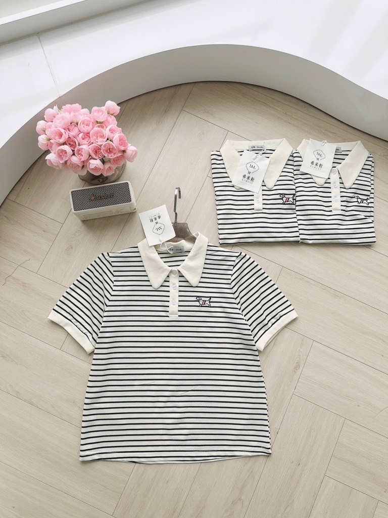 ÁO POLO LASCOTE KẺ PHỐI CỔ NỮ
