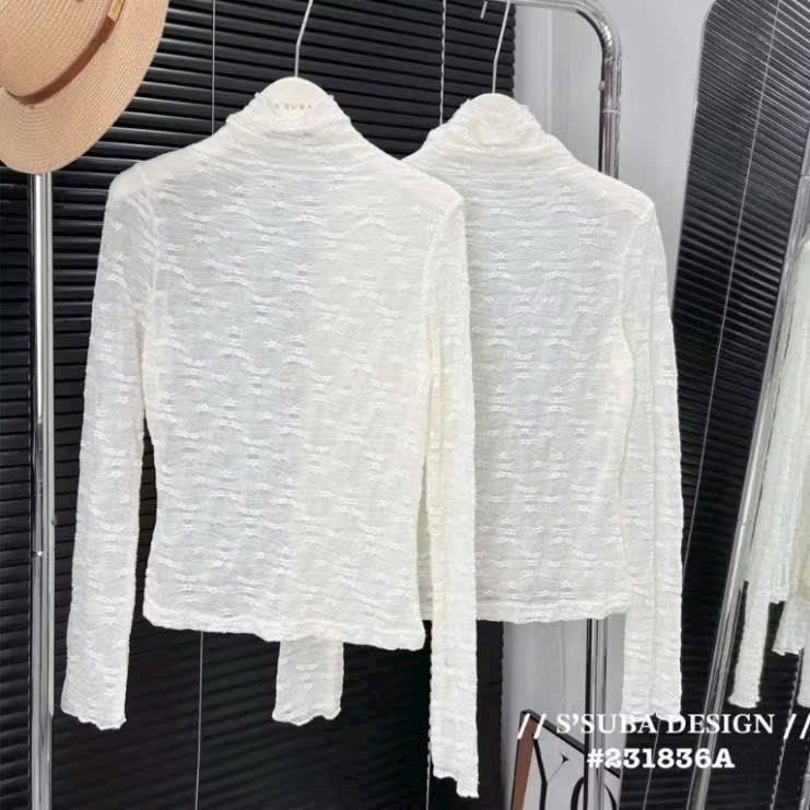 ÁO REN 2 MÀU ĐEN TRẮNG NỮ THU ĐÔNG