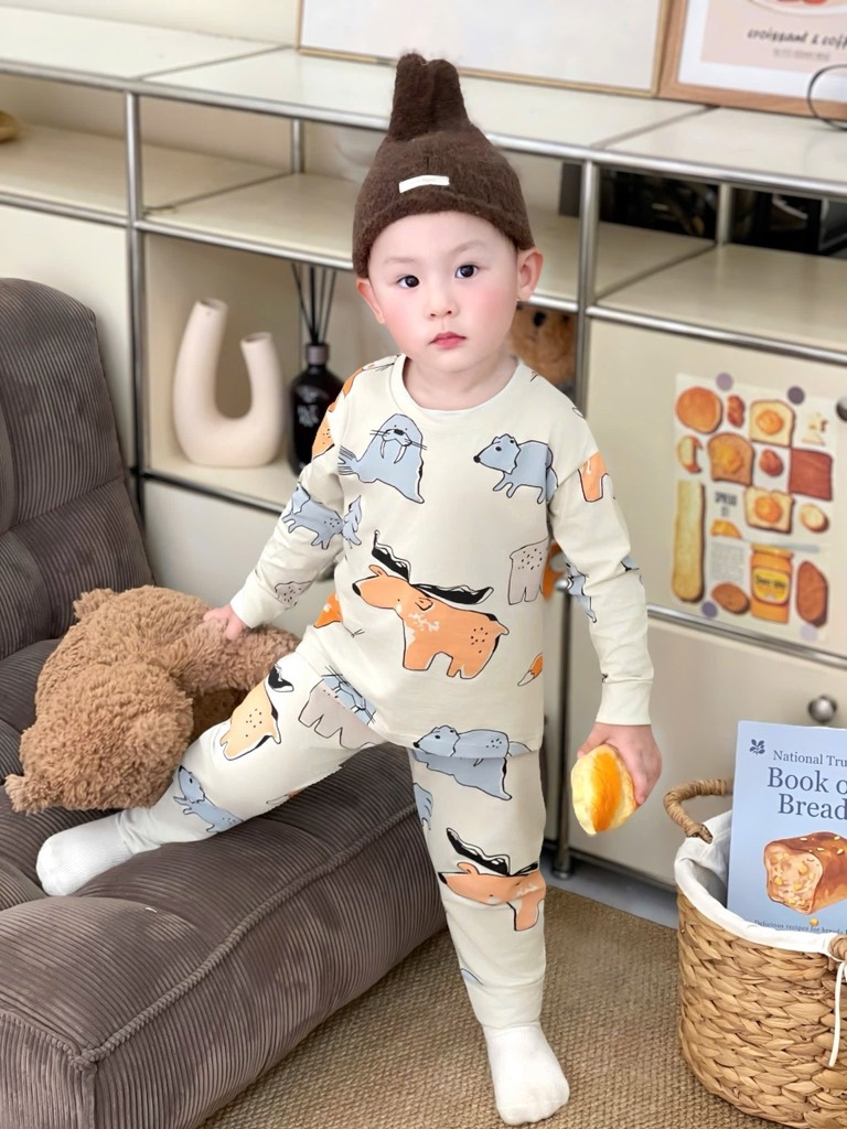 SET 2 BỘ DÀI ĐỘNG VẬT TONE MÀU CAM BÉ TRAI