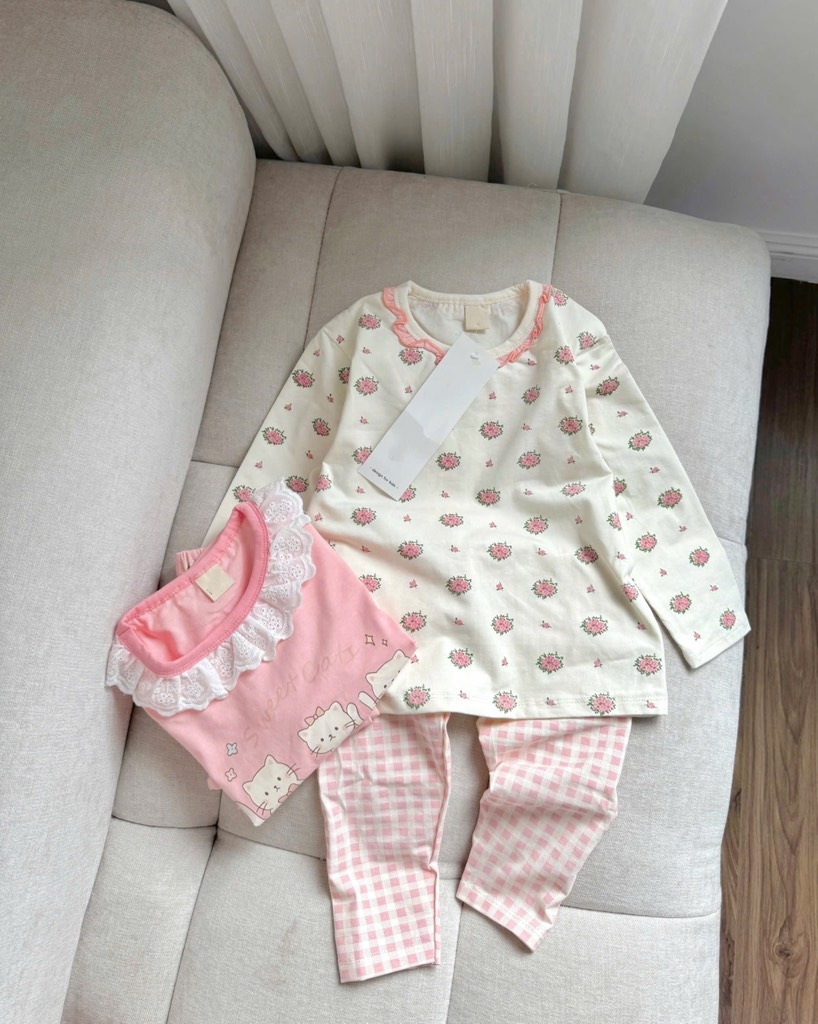 SET 2 BỘ DÀI BÉ GÁI MÈO TONE HỒNG