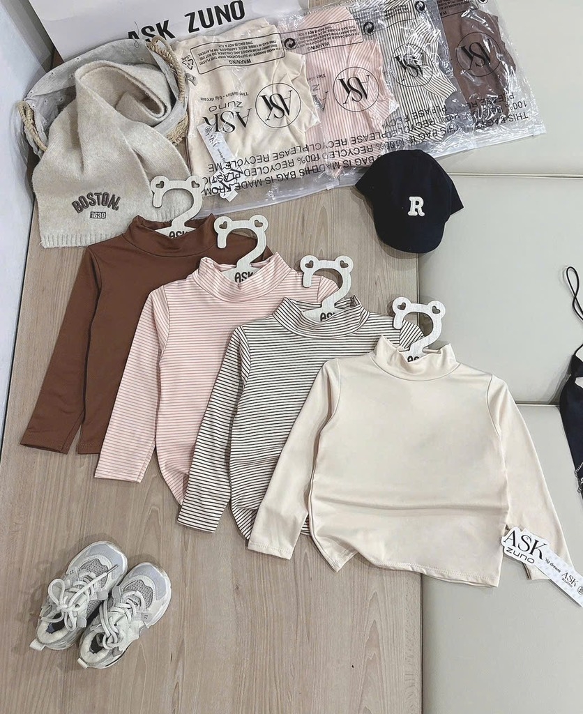 COMBO 4 ÁO GIỮ NHIỆT CỔ CAO DÀI TAY BÉ GÁI