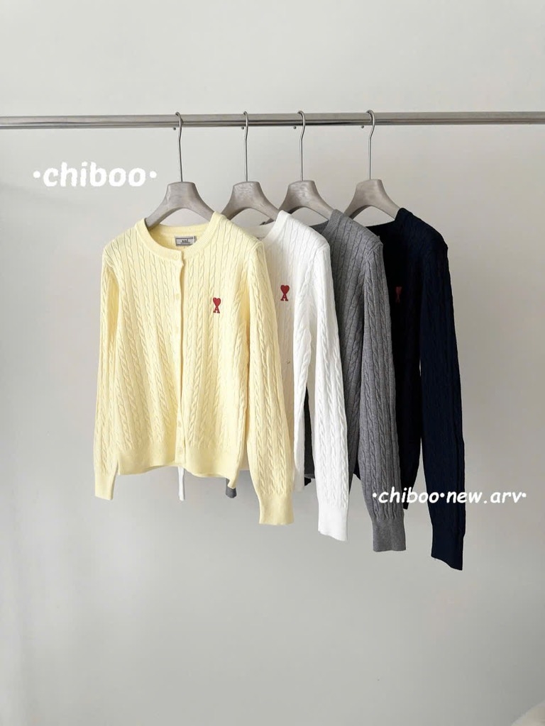 ÁO LEN CARDIGAN THÊU TIM 4 MÀU NỮ THU ĐÔNG