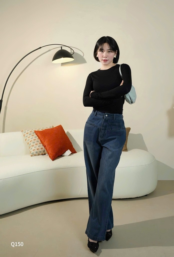 QUẦN BÒ SUÔNG XANH TÚI NẮP TRƯỚC NỮ