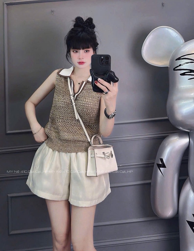 SET ÁO LEN LƯỚI SÁT NÁCH KÈM QUẦN ĐÙI NỮ