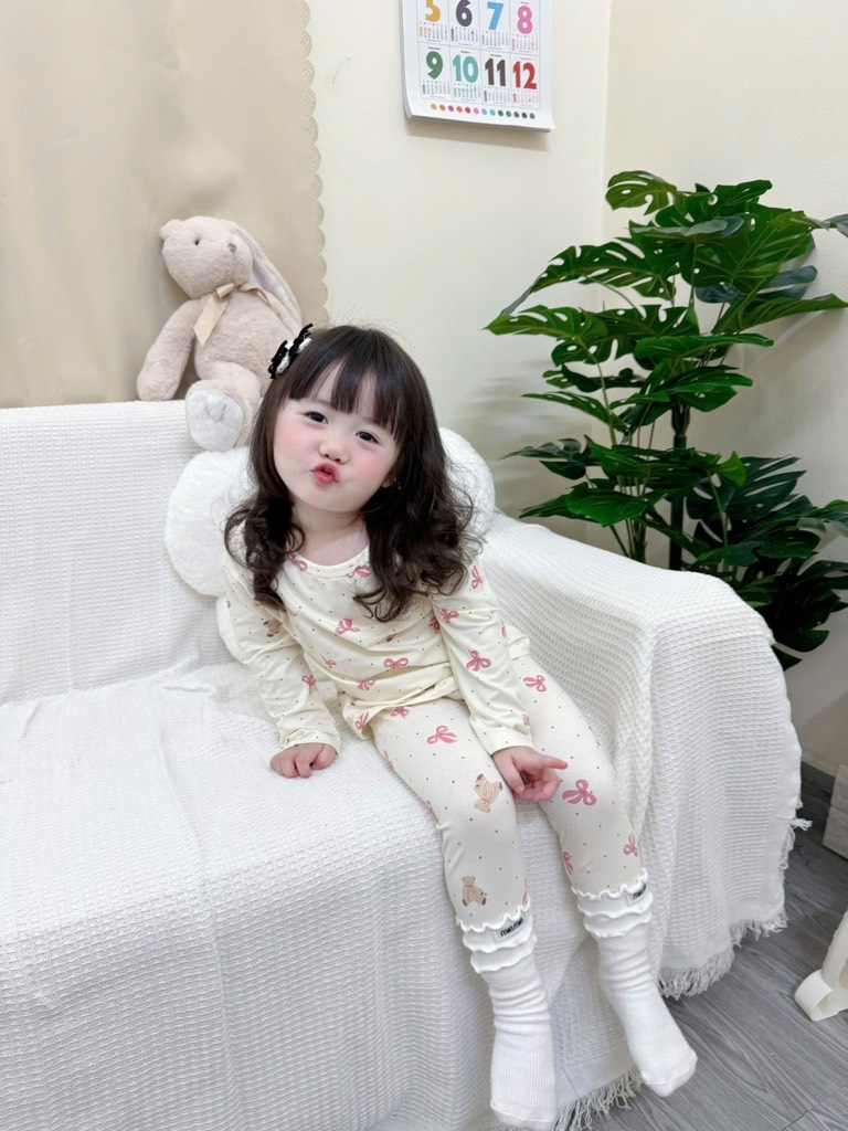 SET 3 BỘ DÀI MÈO PASTEL NƠ KẺ HỒNG BÉ GÁI SẴN
