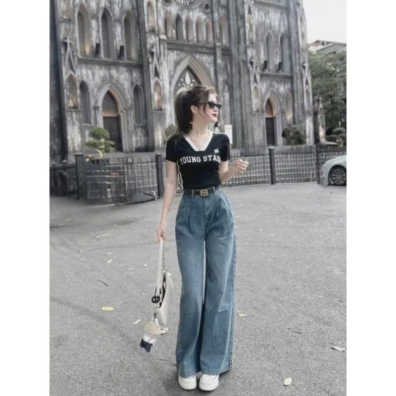 QUẦN BÒ NỮ SUÔNG XANH CHIẾT TRƯỚC