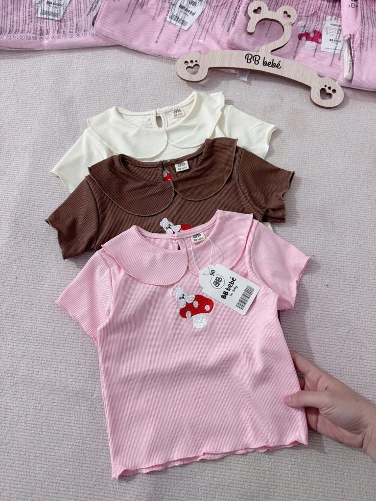 SET 3 ÁO CỔ SEN THÊU NẤM BÉ GÁI SẴN (SALE 59k)
