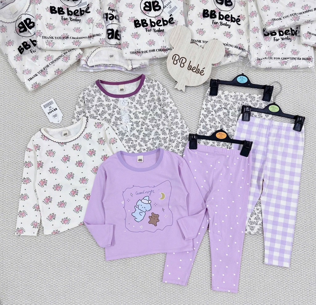 SET 3 BỘ DÀI HOA NHÍ GOODNIGHT TONE TÍM BÉ GÁI