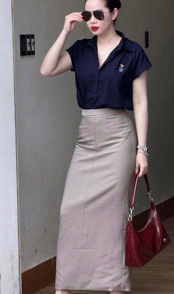 SET SƠ MI TAY LV MIX CV BÚT CHÌ PHỐI NỮ SẴN (SALE 155k)
