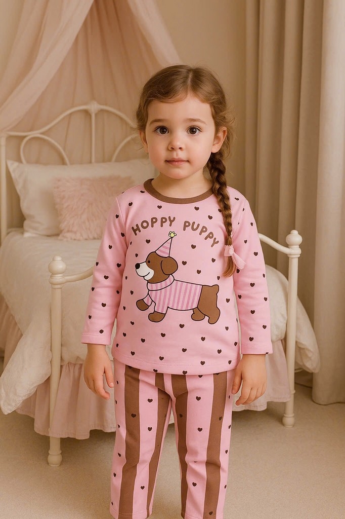 SET 2 BỘ DÀI TÍM HAPPY PUPPY CHO BÉ GÁI