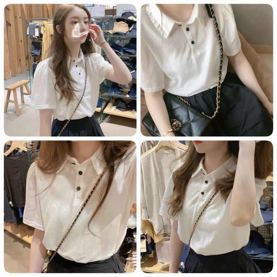 ÁO POLO CỔ ĐỨC TAY BỒNG NỮ