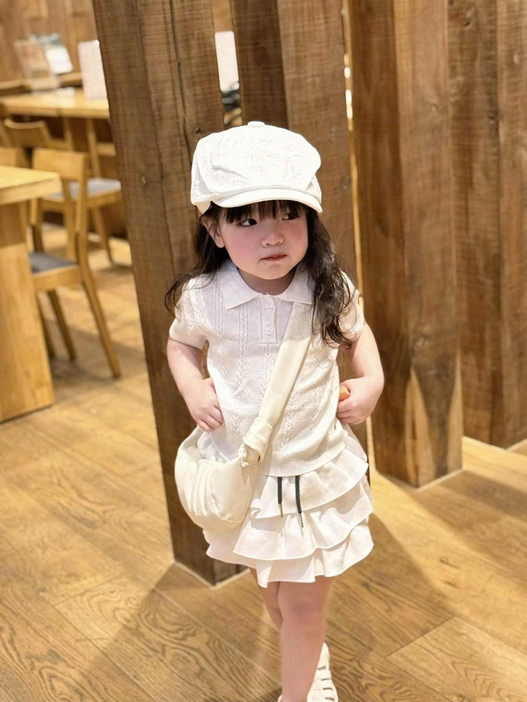 ÁO LEN POLO CỘC TAY BÉ GÁI