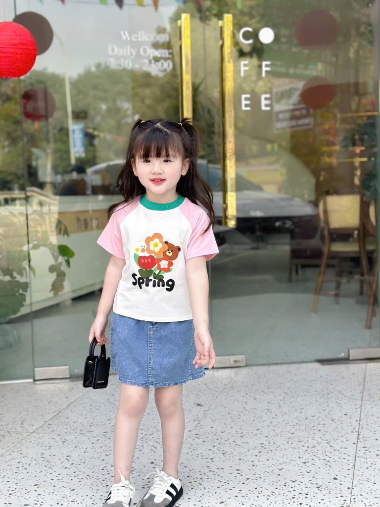 SET ÁO CỘC MIX CHÂN VÁY BÒ BÉ GÁI(XẢ 60k)