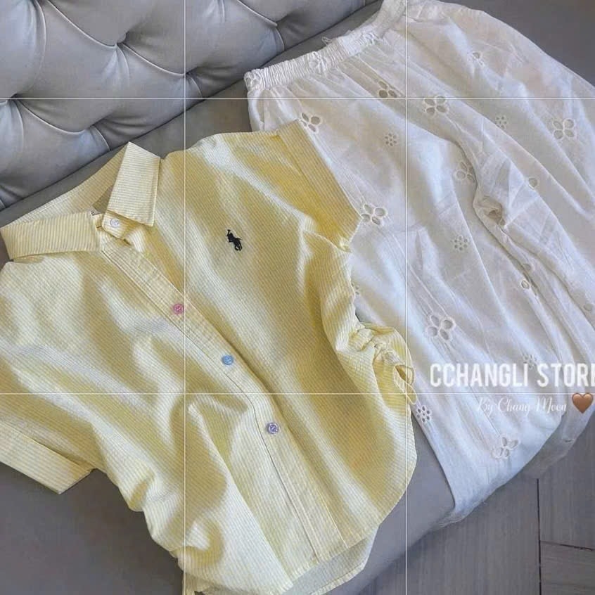 SET ÁO VÀNG THÊU NGỰA QUẦN SUÔNG THÊU HOA NỮ