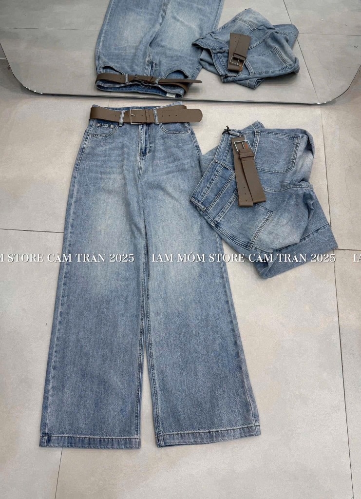 QUẦN JEAN NỮ SUÔNG TÚI VUÔNG MÀU XANH SẴN (xả 89k)