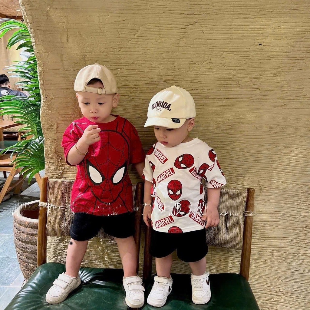 SET 2 ÁO 1 QUẦN NGƯỜI NHỆN BÉ TRAI SẴN (xả 79k)