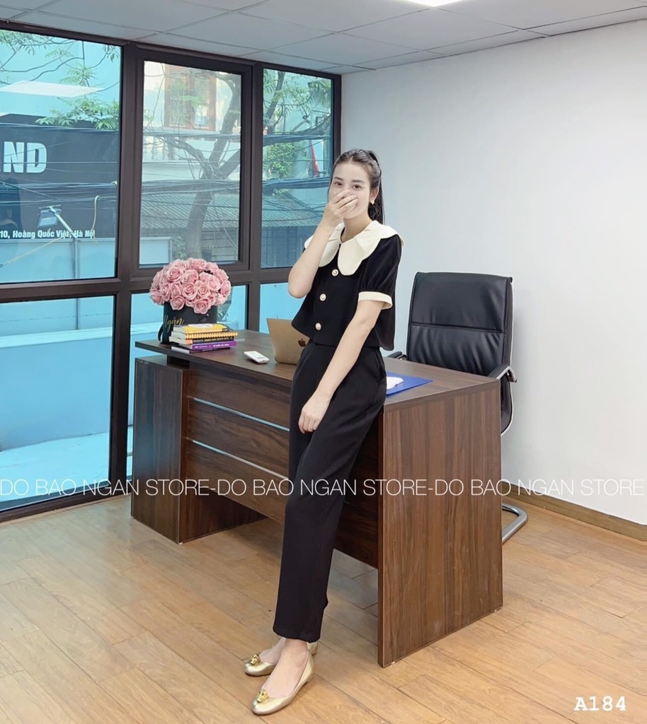 SET BỘ PHỐI CỔ TƠ HOA QUẦN SUÔNG(155k xả)