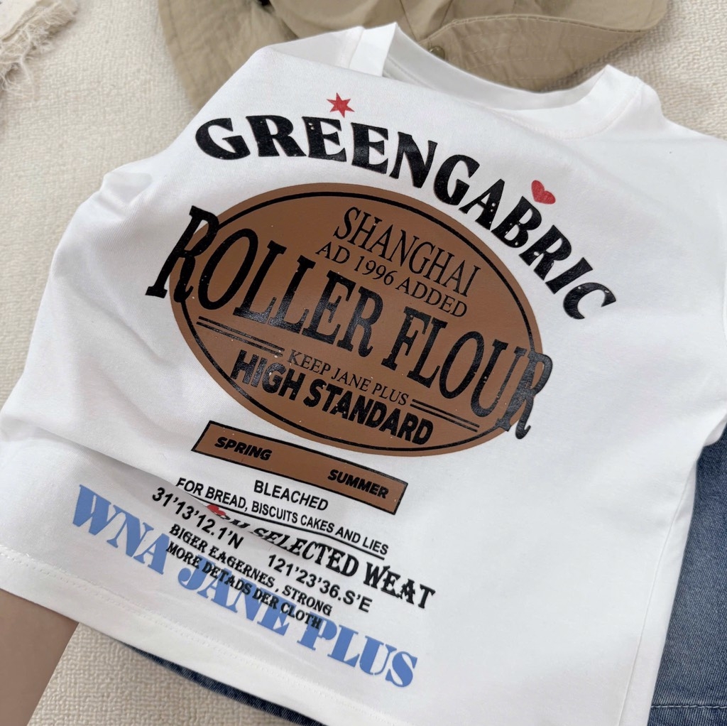 SÉT BỘ ÁO PHÔNG KEM ROLLER FLOUR QUẦN SHORT JEAN CHO BÉ TRAI