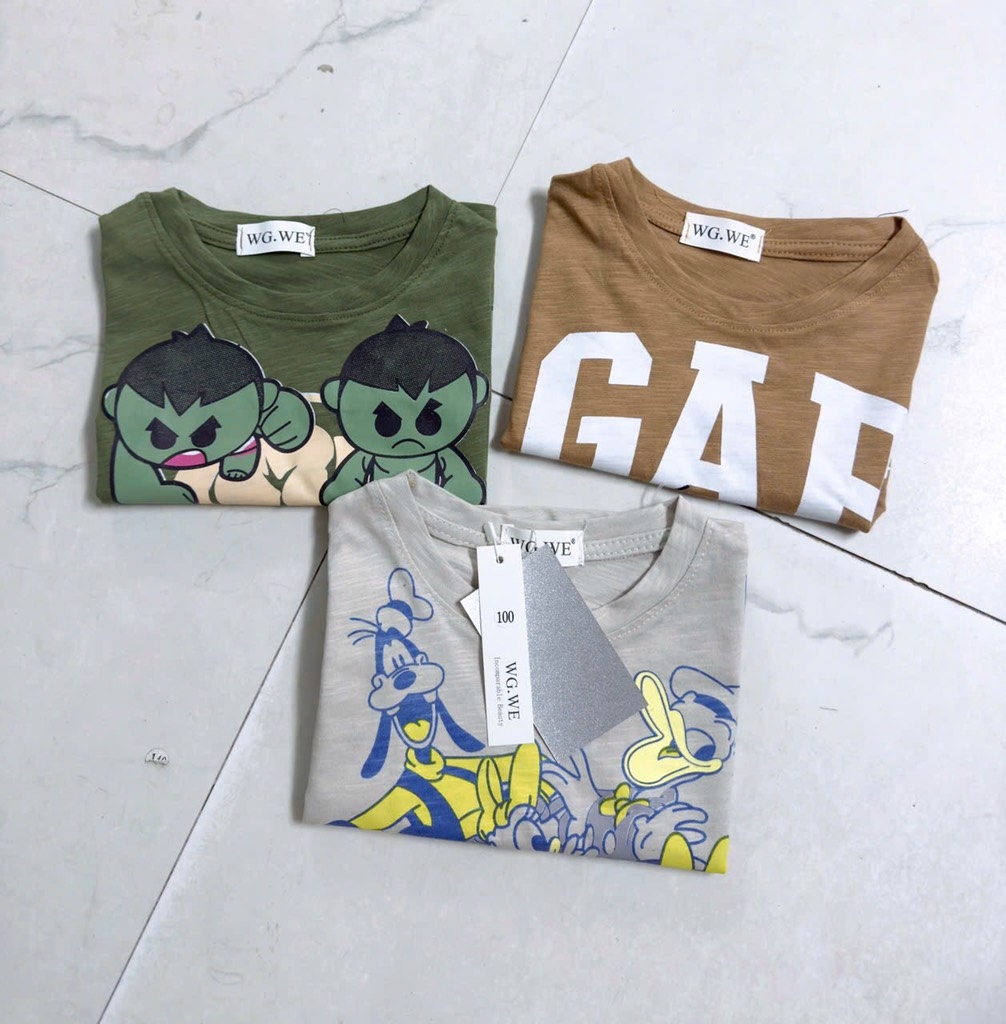 SET 3 ÁO GAP TONE MÀU XÁM RÊU NÂU BÉ TRAI SẴN( xả 69k)