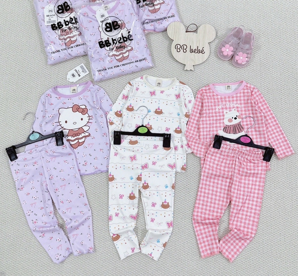 SET 3 BỘ DÀI KITTY TĂM KẺ HỒNG TÍM BÉ GÁI