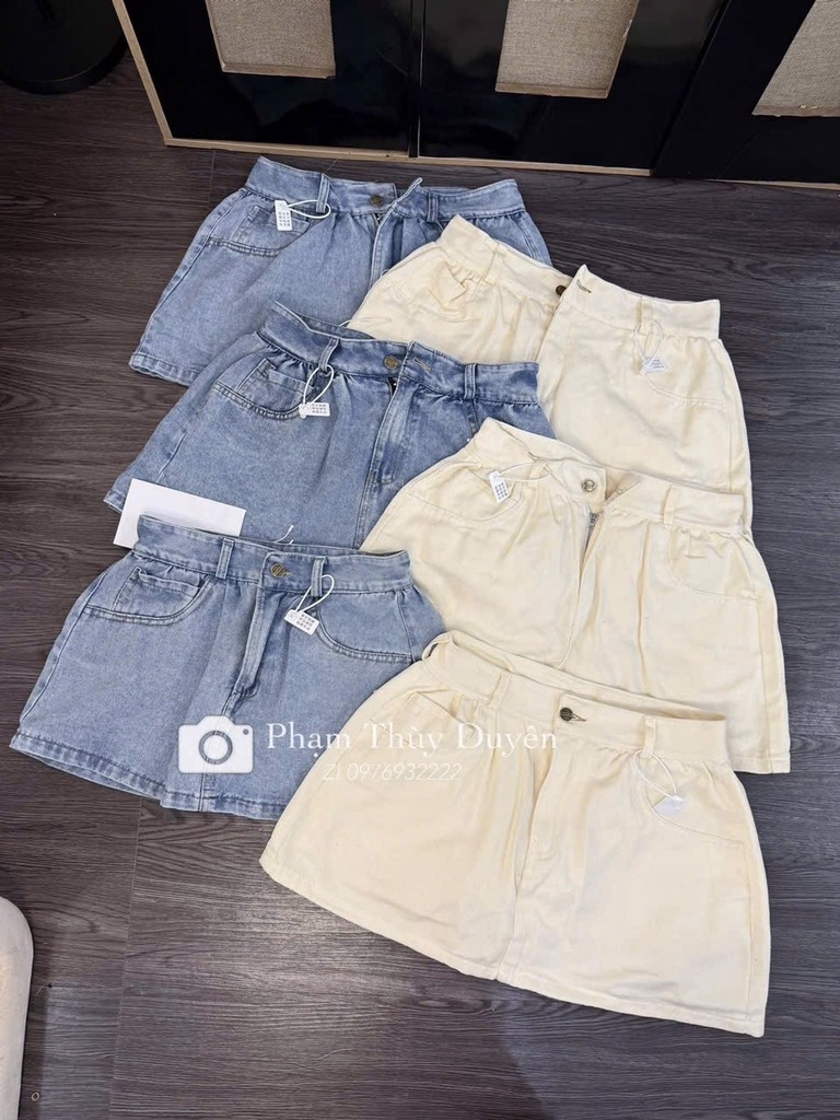 CHÂN VÁY BÒ NỮ DÁNG NGẮN 2 MÀU