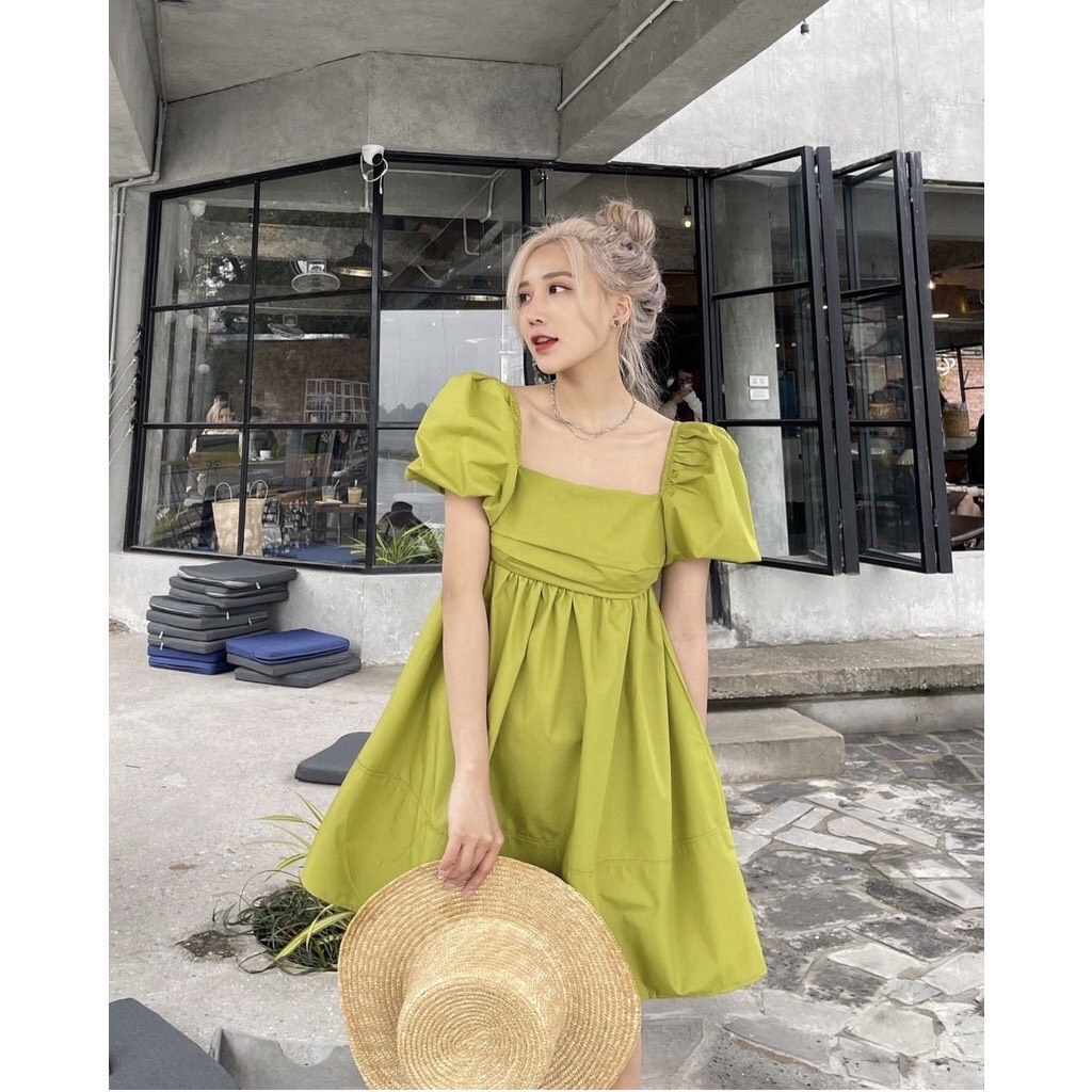 VÁY XANH LI NGỰC NƠ SAU
