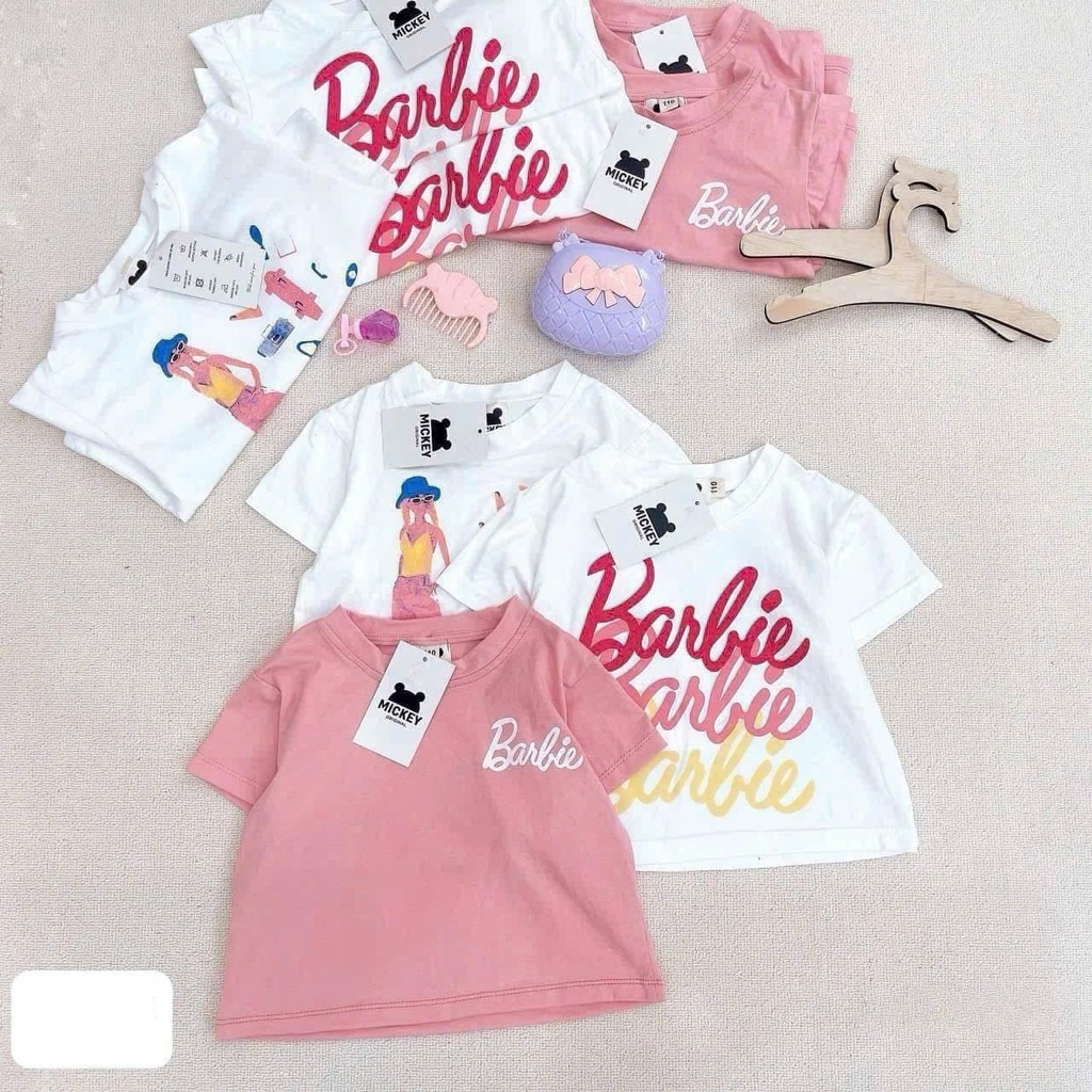 SET 3 ÁO BARBIE TONE TRẮNG HỒNG BÉ GÁI