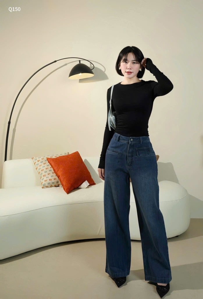 QUẦN BÒ SUÔNG XANH TÚI NẮP TRƯỚC NỮ