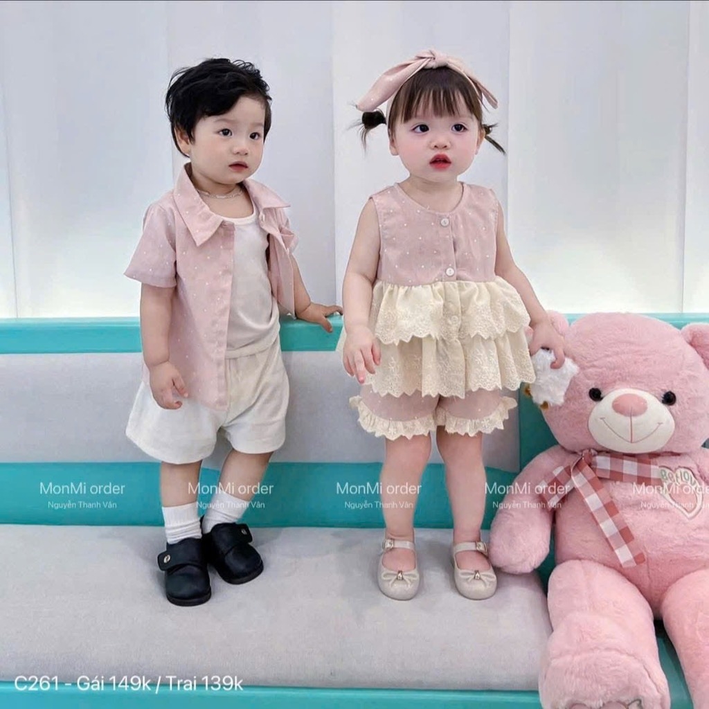 SET BỘ + VÁY TONE HỒNG BÉ TRAI BÉ GÁI