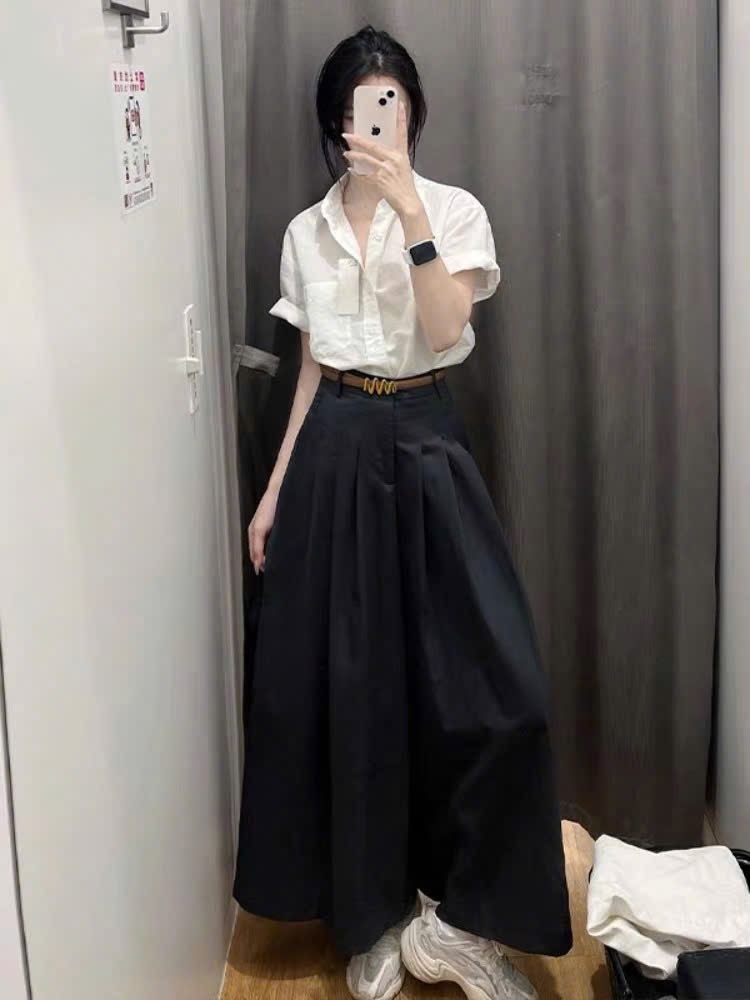 ÁO SƠ MI TRẮNG CỘC TAY TÚI TRƯỚC NỮ SẴN (XẢ 55k)