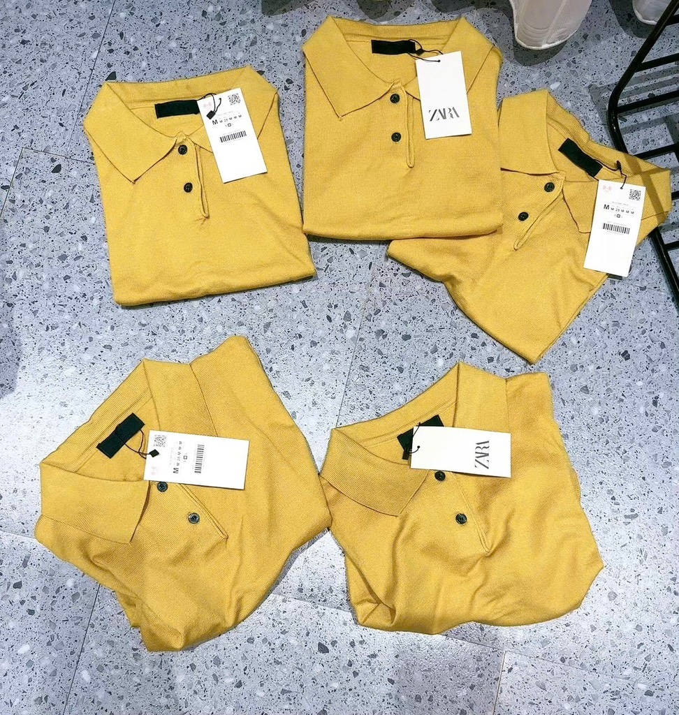 ÁO LEN POLO VÀNG CỘC TAY NỮ