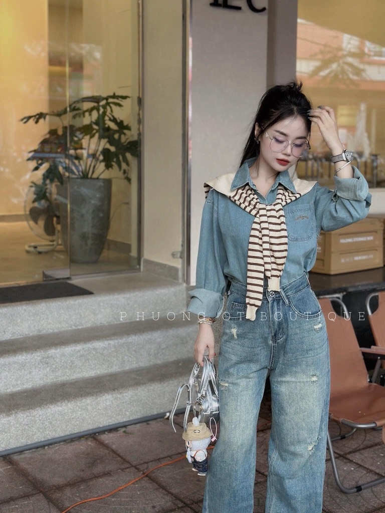 QUẦN JEAN NỮ SUÔNG RÁCH TÚI SAU SẴN (XẢ 79K )