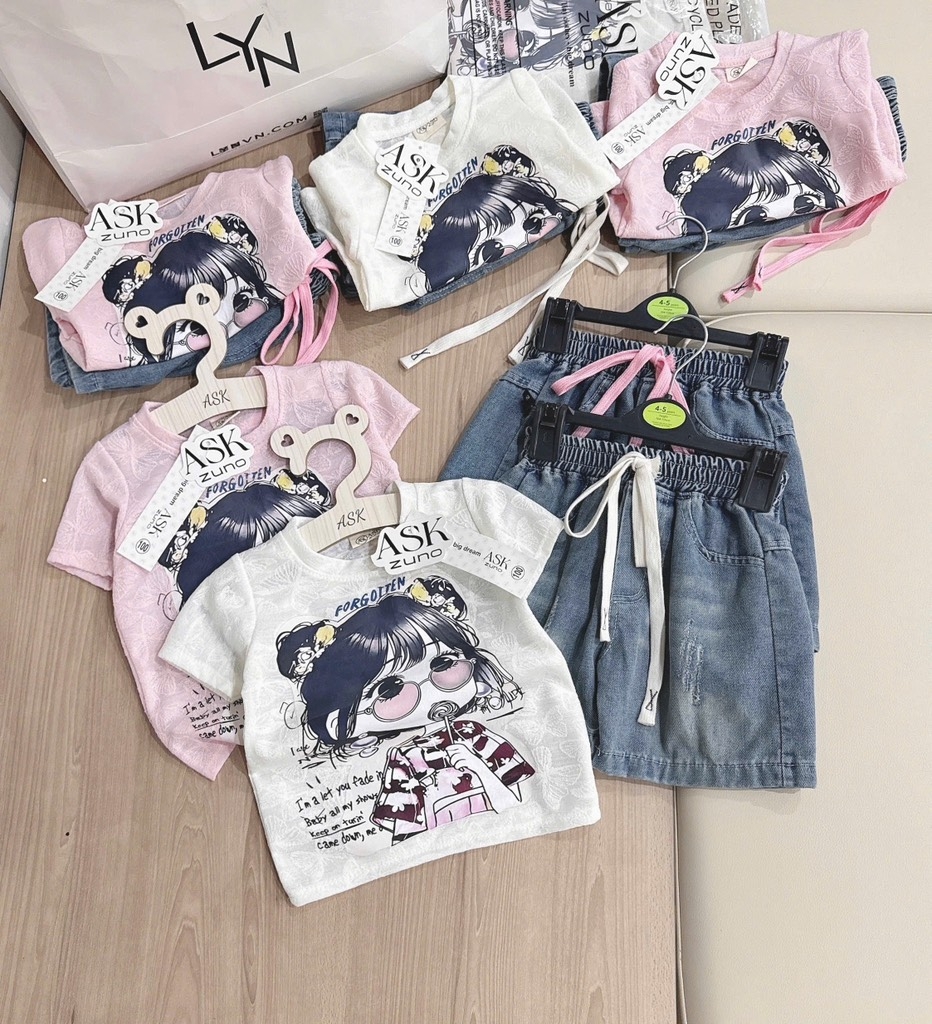 SET ÁO REN JEAN LỬNG BÉ GÁI