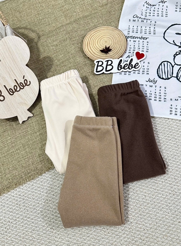 SET 3 QUẦN DÀI LEGGING LÓT LÔNG NÂU BE ĐẬM NHẠT BÉ TRAI BÉ GÁI SẴN