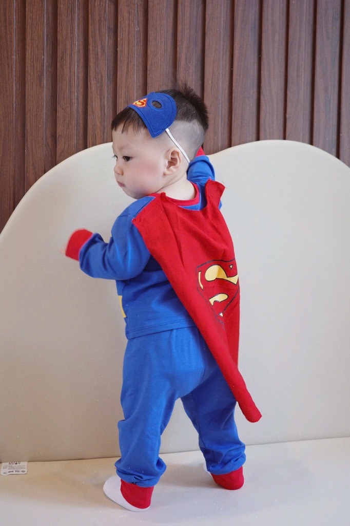SET BỘ DÀI COTTON SUPER MAN XANH KÈM MẶT NẠ ÁO CHOÀNG BÉ TRAI