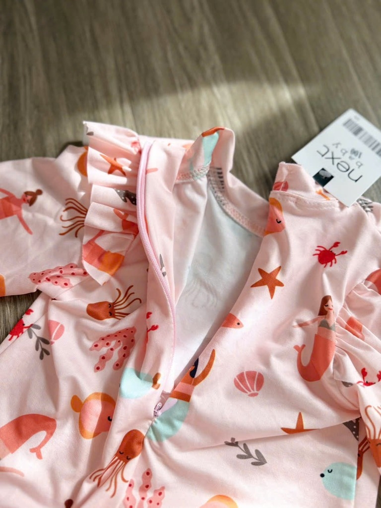 ĐỒ BƠI - SET 2 BỘ BƠI TONE HỒNG CHẤM BI ĐỘNG VẬT BIỂN BÉ GÁI SẴN (XẢ 69k)
