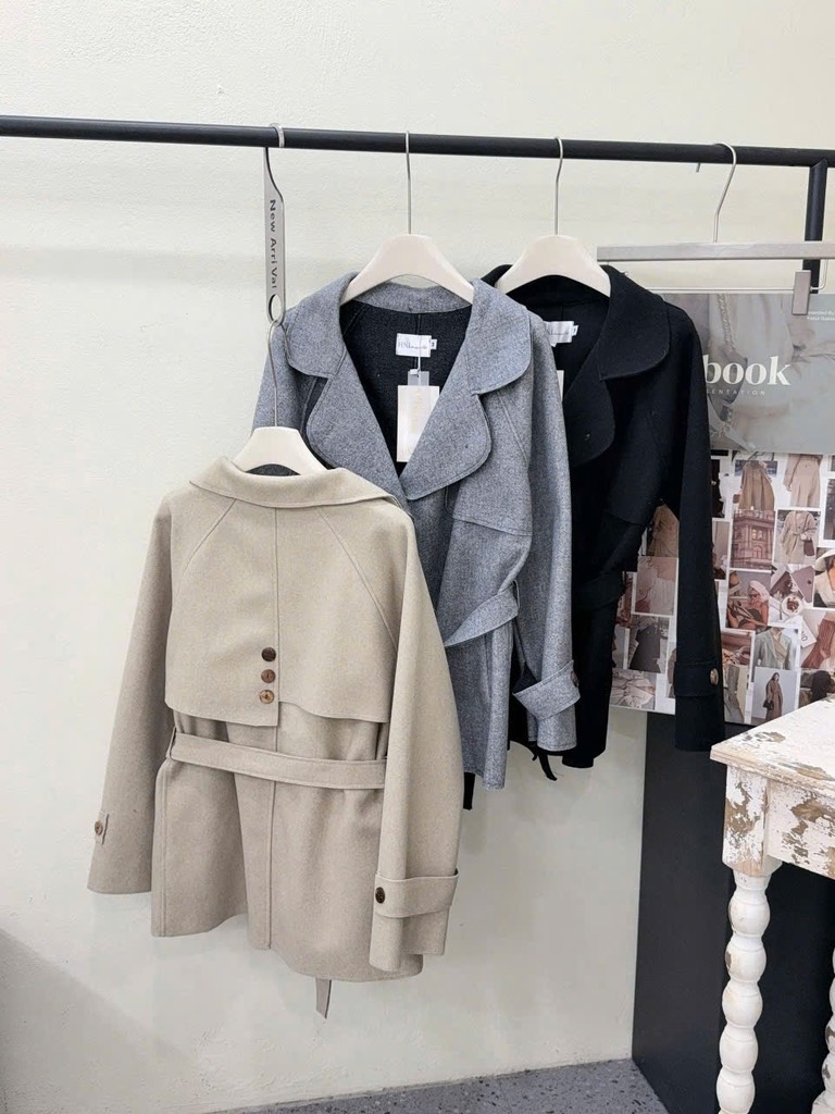 ÁO KHOÁC DẠ DÁNG CHÙM MÔNG NỮ THU ĐÔNG