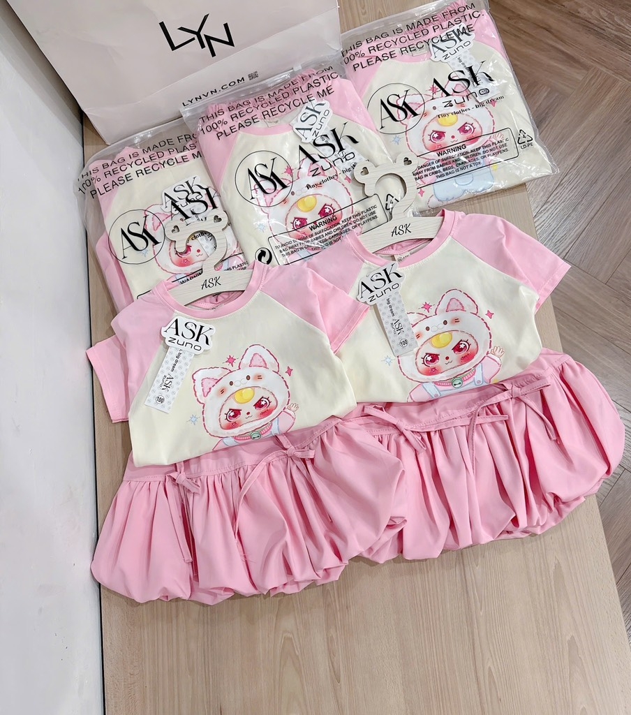 SET BỘ BB3 HỒNG CV NƠ BỒNG BÉ GÁI SẴN