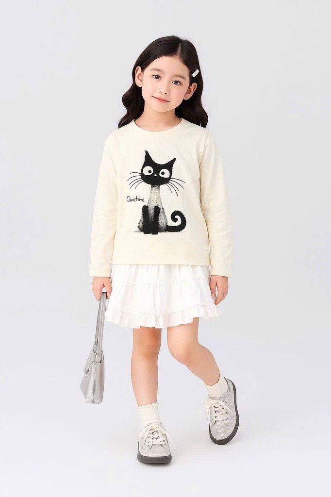 ÁO PHÔNG MÈO DÀI TAY QCCC BÉ GÁI