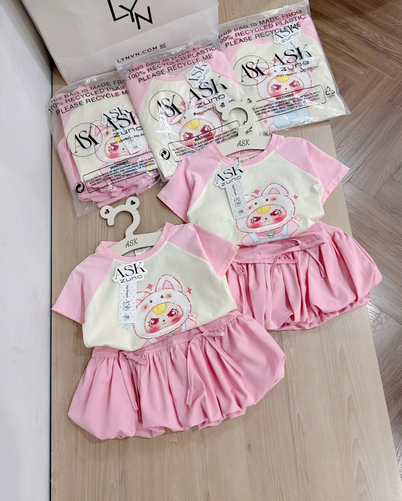 SET BỘ BB3 HỒNG CV NƠ BỒNG BÉ GÁI SẴN