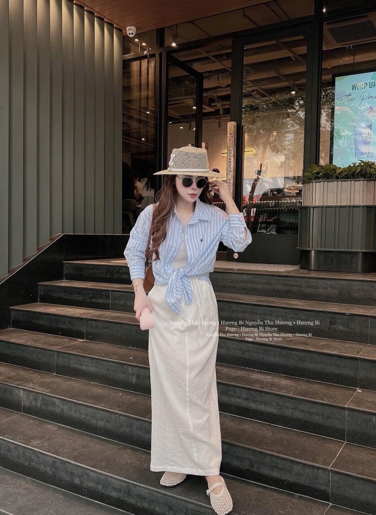 SET ÁO SƠ MI+ CHÂN VÁY ĐŨI DÀI+ ÁO BA LỖ NỮ