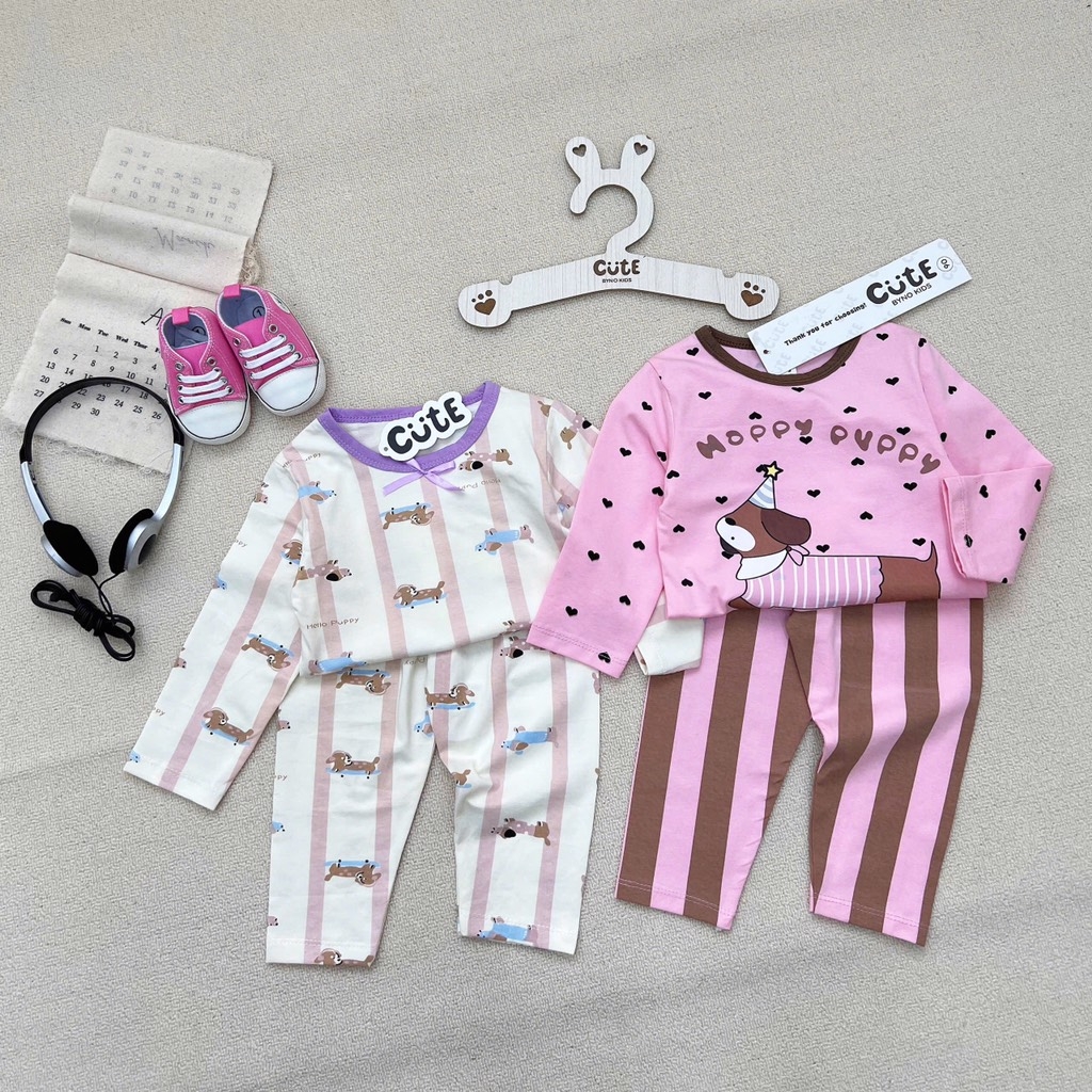 SET 2 BỘ DÀI TÍM HAPPY PUPPY CHO BÉ GÁI