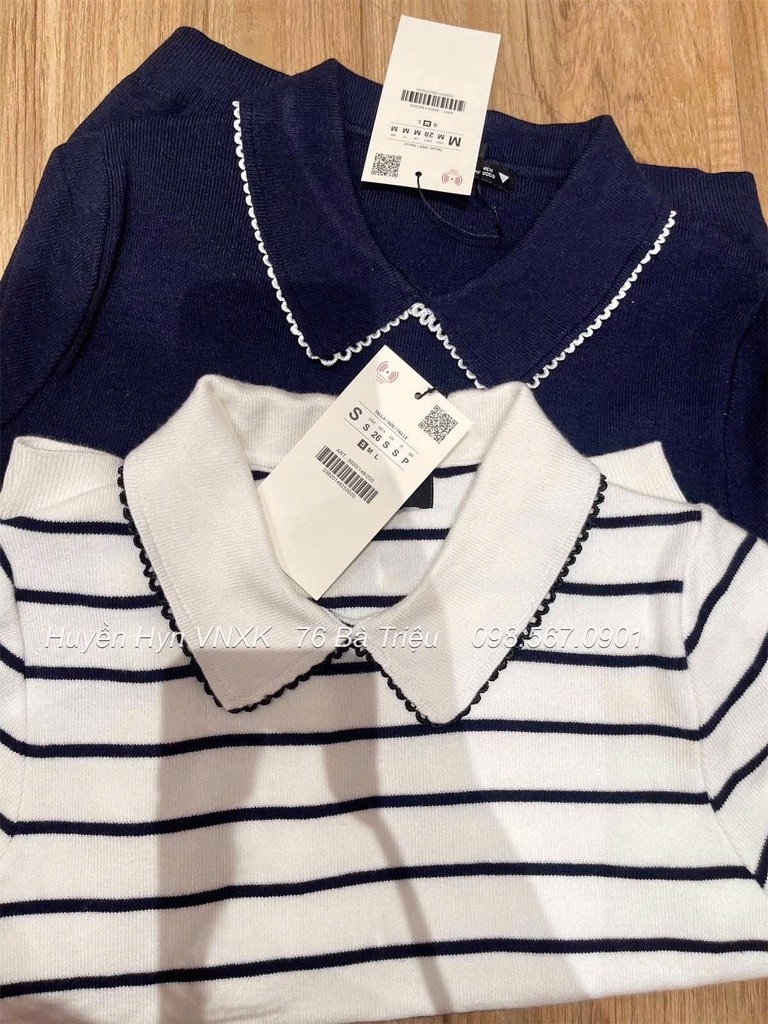 ÁO POLO DỆT VIỀN REN ZARA NỮ
